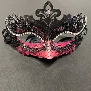 Black and pink, rhinestone masquerade mask